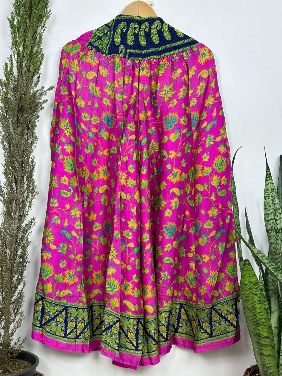 Vintage Recycled Silk Sari Boho Pyjama Drawstring Style Wide Legs Comfy Nightwear | Relaxed Beach Wear | Christmas Gift Sleepwear for Women ~ Her - The Eastern Loom