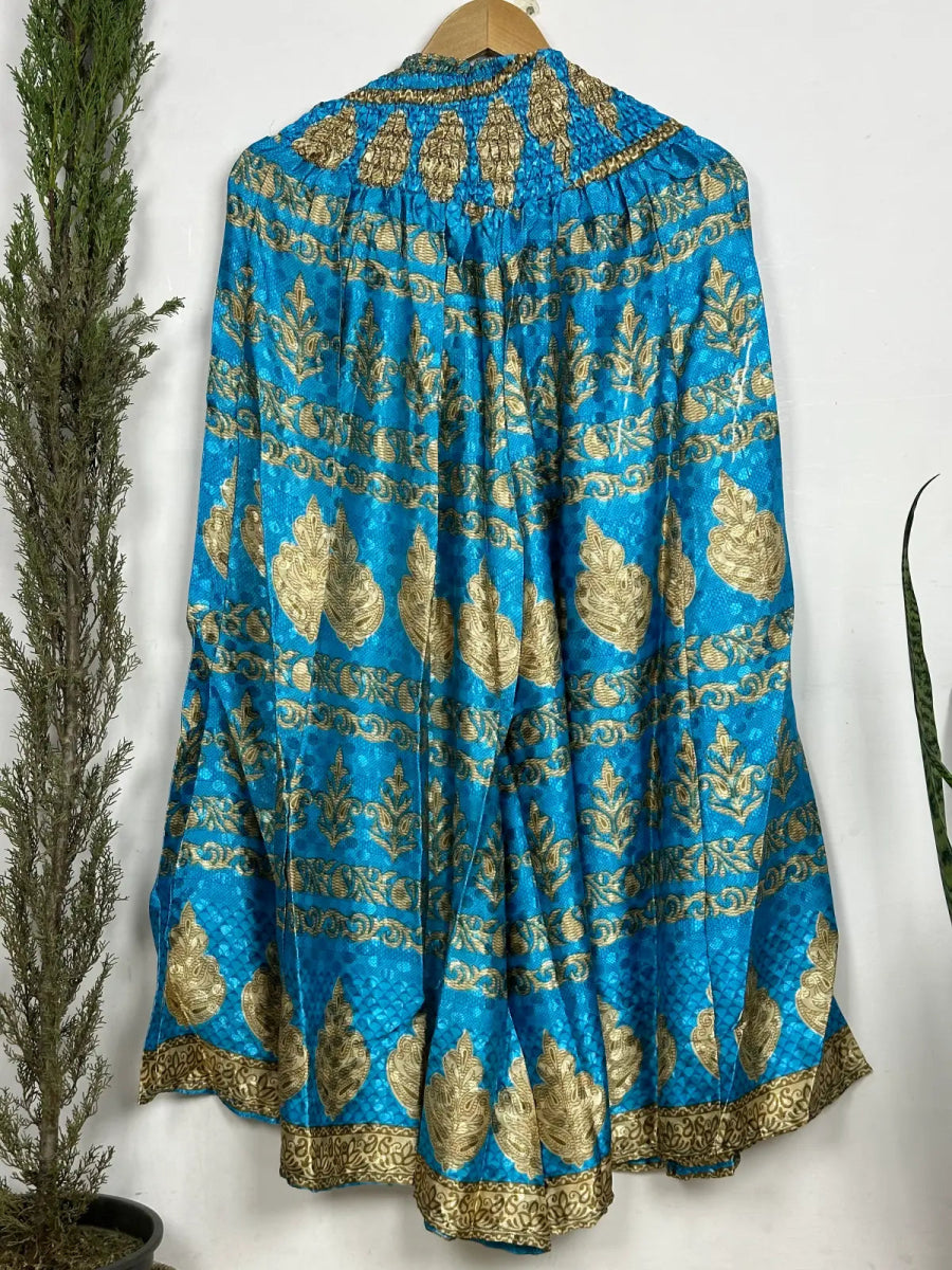 Vintage Recycled Silk Sari Boho Pyjama Drawstring Style Wide Legs Comfy Nightwear | Relaxed Beach Wear | Christmas Gift Sleepwear for Women ~ Her - The Eastern Loom