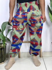 Yak Wool Blend Boho Unisex Hareem Pant Aztec Geometric Non Itchy Warm Panama Hippie Tribal Comfy Hand Stitched Leisure Yoga Loungewear - The Eastern Loom