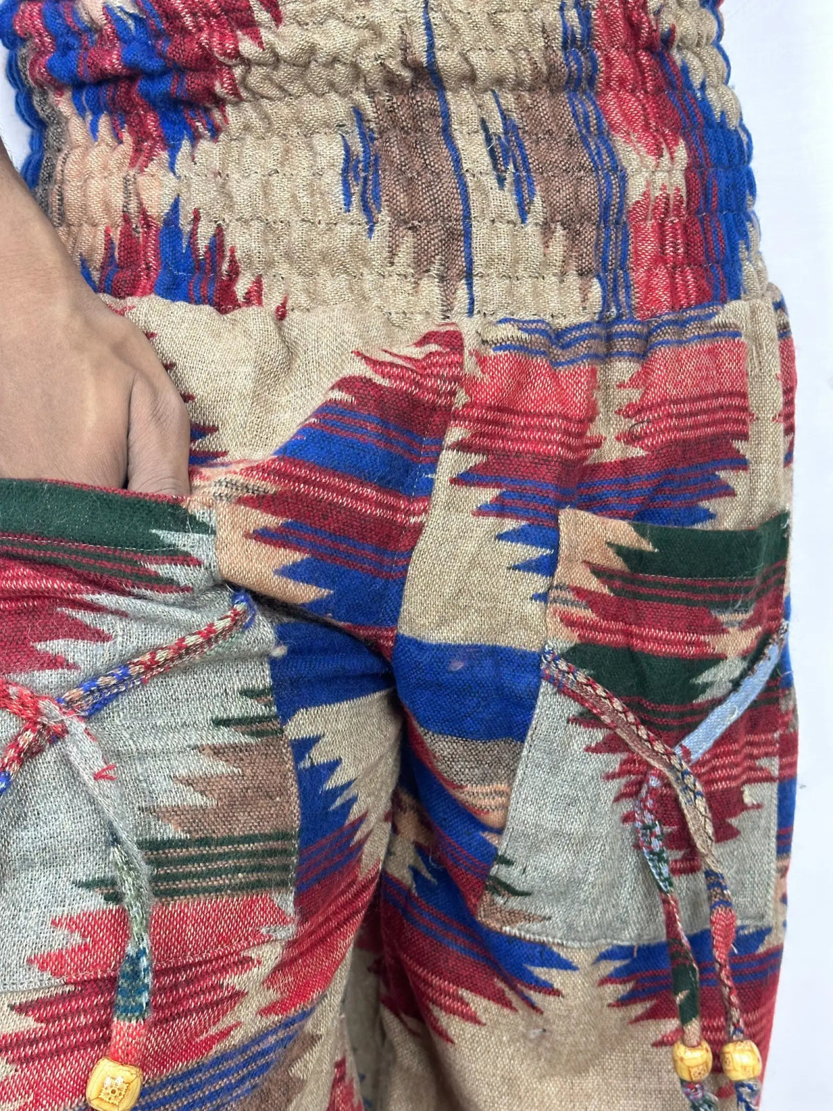 Yak Wool Blend Boho Unisex Hareem Pant Aztec Geometric Non Itchy Warm Panama Hippie Tribal Comfy Hand Stitched Leisure Yoga Loungewear - The Eastern Loom