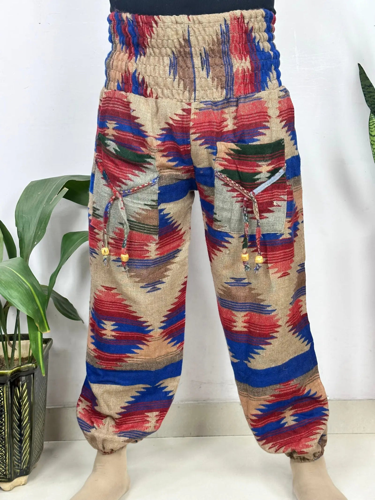 Yak Wool Blend Boho Unisex Hareem Pant Aztec Geometric Non Itchy Warm Panama Hippie Tribal Comfy Hand Stitched Leisure Yoga Loungewear - The Eastern Loom